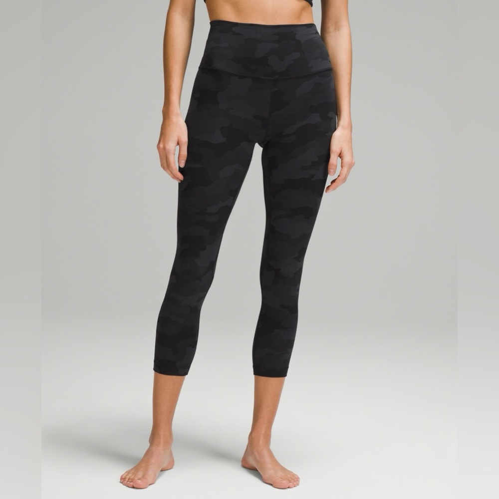 Lululemon Wunder Train High-Rise Crop 23” |‎ Green Camo Print Leggings | 4 VGUC
